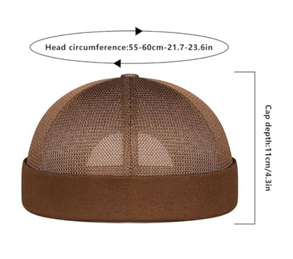 DIYDECAL Mens Mesh Brimless Cap,Summer Skullcap Docker Beanie Hat - color: Coffee