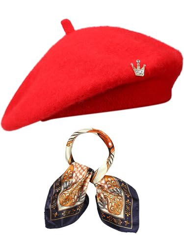 3 Pcs Beret Hats for Women - color: Red