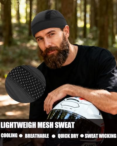 Cooling Skull Cap Breathable Mesh Helmet Liner Motorcycle Cycling - color: 1-black