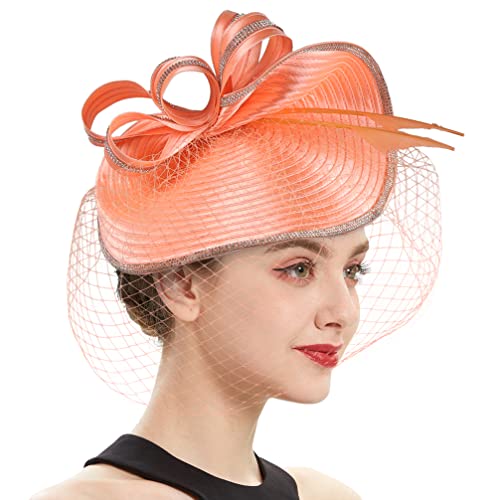 Beaupretty Fascinators Hat Headband - Fascinators Headpiece Fascinators Hat for Women Girls Veil Mesh Headband Tea Party Hat - color: Pink