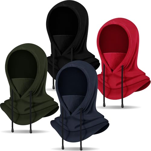 Eurzom 4 Pcs Winter Fleece Balaclava Face Mask - color: Black, Navy Blue, Army Green, Red