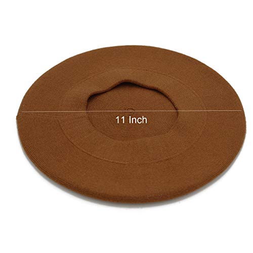 Wheebo Reversible Solid Color French Beret Hat for Women and Girls - color: Chocolate