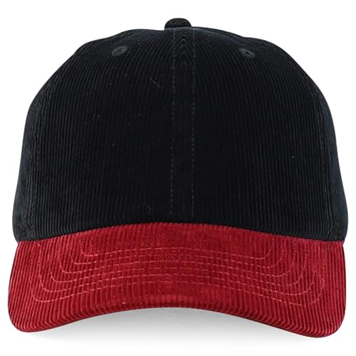 Trendy Apparel Shop Cotton Corduroy Unstructured Baseball Cap Dad Hat - color: Black Burgundy