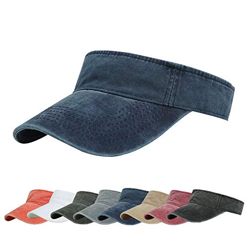 Sport Sun Visor Hats Cotton Ball Caps Empty Top Baseball Sun Cap for Men Women - color: Navy