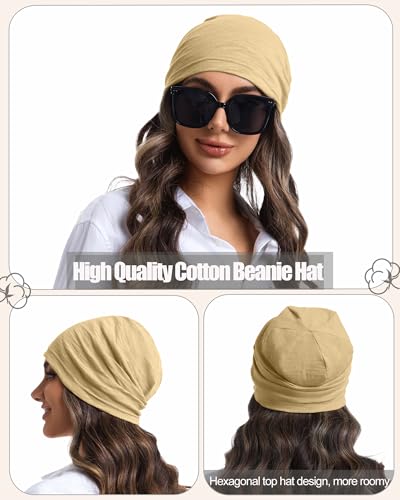 100% Cotton Summer Beanie for Men Women, Thin Soft Slouchy Beanies - color: 1pcs-sand Yellow, size: Medium