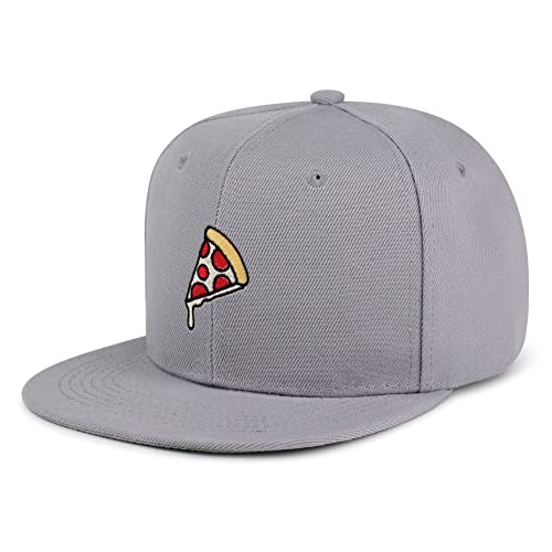 JPAK Pizza Hip-Hop Snapback Hat Embroidered Baseball Cap Foodie - color: 02. Light Grey