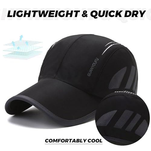 CLAPE Outdoor Sun Visor Hats Lightweight Waterproof Breathable Sports Hat UPF50+ Ultra Thin Cooling Baseball Hats - color: Yd04-black