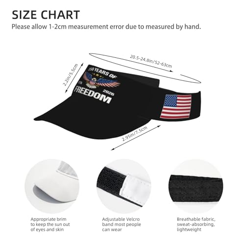 United States 250th Anniversary Hat USA Est 1776 America Patriotic Visor Cap Adjustable Sun Hat for Women Men Sports Beach - color: Black4