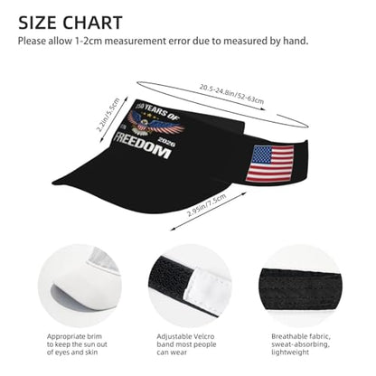 United States 250th Anniversary Hat USA Est 1776 America Patriotic Visor Cap Adjustable Sun Hat for Women Men Sports Beach - color: Black4