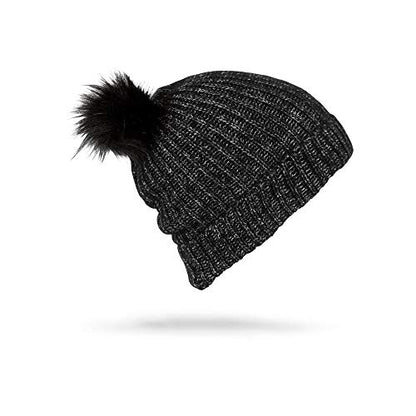 Volcom Women's Lula Faux Fir Pom Snow Beanie - color: Black 2