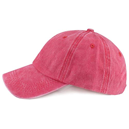 Glamorstar Classic Unisex Baseball Cap Adjustable Washed Dyed Cotton Ball Hat - color: Watermelon Red