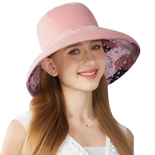 Women Wide Brim Sun Protection Hat Summer Fishing Hats - color: M2822-pink