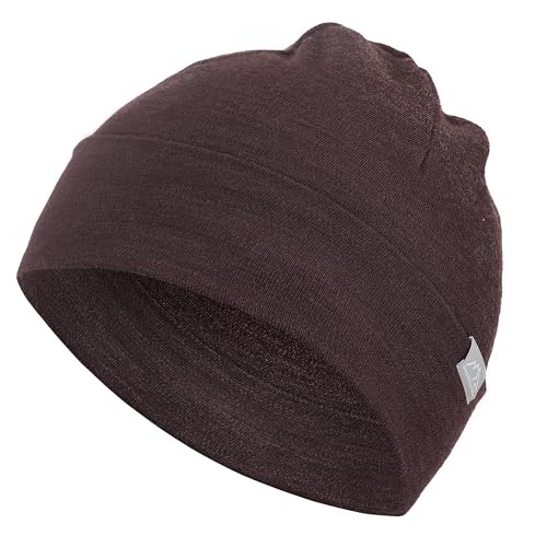 100% Merino Wool Beanie Kids - Unisex Wool Cap 17.5um for Kids -Toddler Hat - color: Chocolate