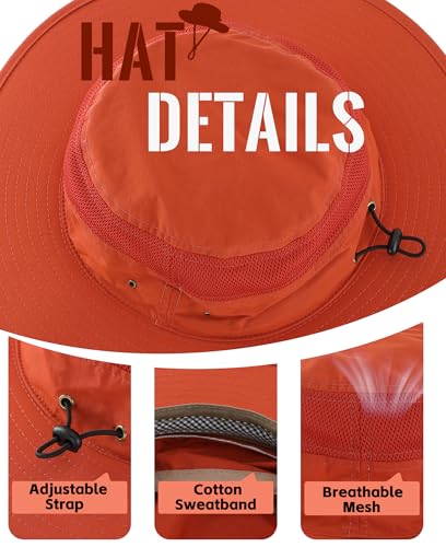 Home Prefer UPF 50+ Men's Sun Hat Wide Brim Bucket Hat UV Protection Hat for Mens Womens Beach Safari Gardening Golf Fishing - color: Burnt Orange