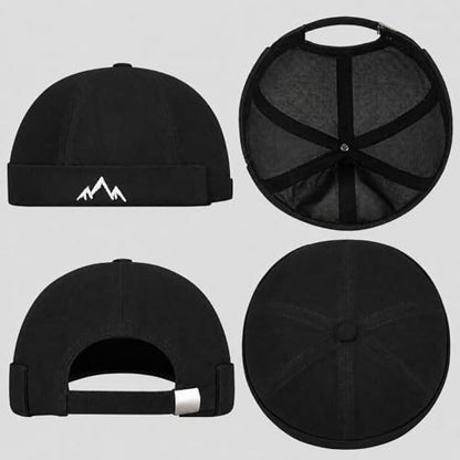 Outdoor Brimless Hat for Men Women, Adjustable Rolled Cuff Skull Cap - color: 2#black