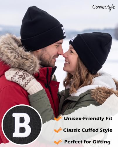 Connectyle Men's Cuffed Beanie Hat Double Layer Knit Winter Watch Cap - color: Black-b