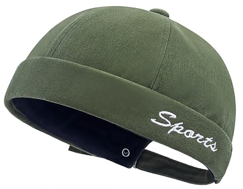 DIYDECAL Retro Brimless Skullcap Hat Docker Cap,Sailor Worker Hat Beanie Hat for Mens - color: Dark Green