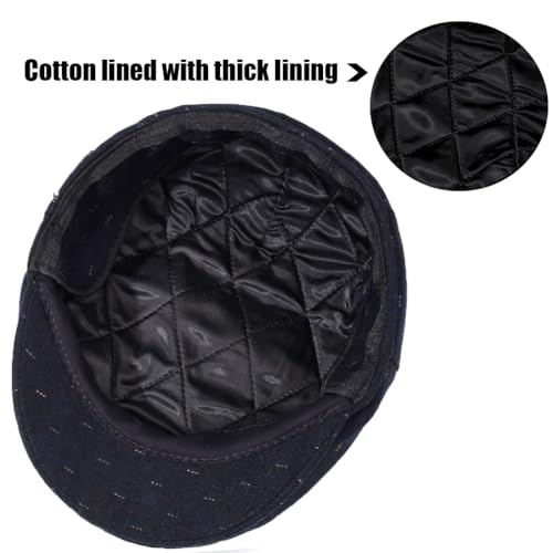 Men's Newsboy Hat with Earflaps Flat Ivy Caps Irish Cabbie Cap - color: Blue Spot