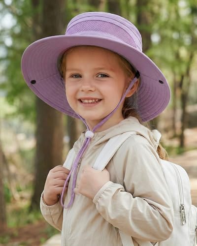 HONGTEYA Kids Sun Hat UPF 50+ Toddler Bucket Summer Hat Fishing Outdoor - color: Light Purple, size: 5-13 Years