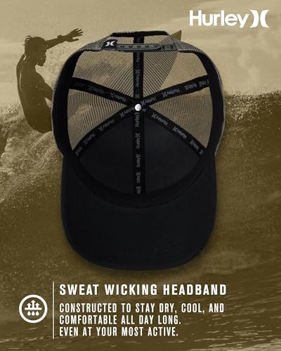 Hurley Mens Trucker Hat Fairway Mesh Quick-Dry Trucker Hat, Snapback - color: Black Old
