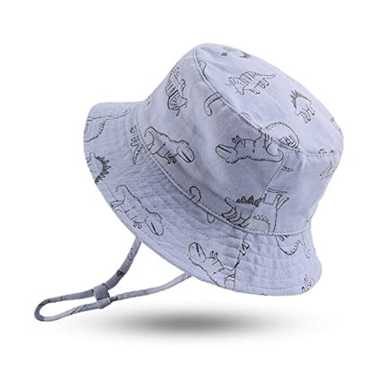 JANGANNSA Dinosaur Baby Boys Sun Hat Cotton Toddler Girls Bucket Hats Summer Sun Protect Cap for Kids - color: Blue Dinosaur, size: 3-6 Months