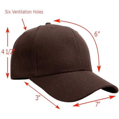 Falari Wholesale Bulk Lot 12-Pack Baseball Cap Adjustable Size Plain Blank Solid Color - color: Brown