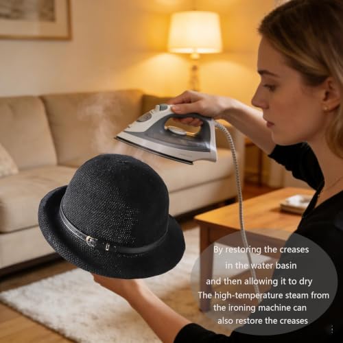 Women Beach Cloche Sun Bucket Hat Rolled Church Hat Folded Shipping - color: Belt/Black