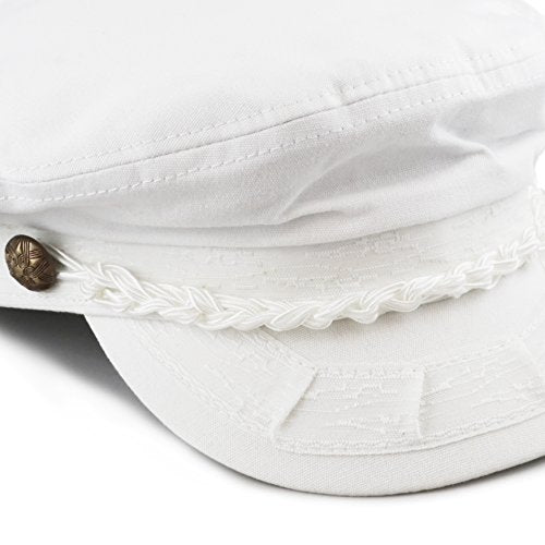The Hat Depot Unisex Cotton Yachting Style Sailing Greek Fisherman Cap hat - color: White, size: Large-X-Large