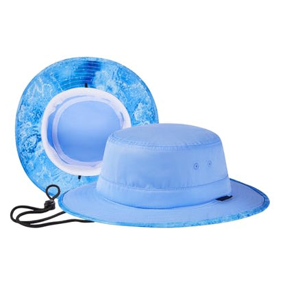 UPF 50+ Foldable Sun Hat Patterned Under Brim Bucket Hats for Summer Hiking Fishing Beach Safari Men Women - color: Clear Sky Blue, size: Medium