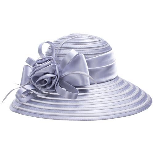 Lawliet Womens Satin Ribbon Church Wedding Sun Wedding Occasion Hat A214 - color: Grey