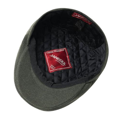 Men Wool Plaid Ivy Gatsby Newsboy Cap - color: Army Green, size: 7 3/8