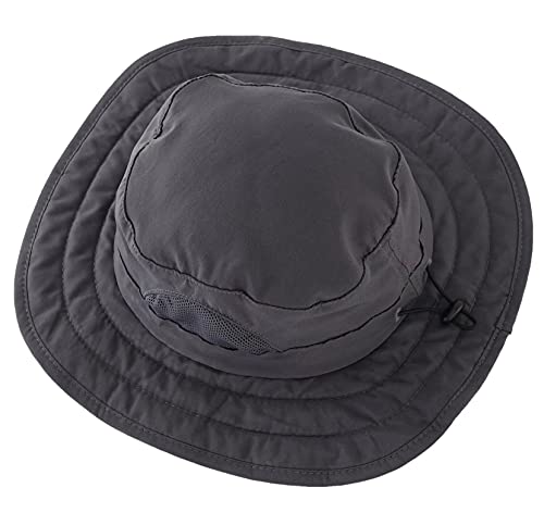 Connectyle Kids Sun Hat for Boys Girls Wide Brim Bucket Hat UPF 50+ Sun Protection Hat Breathable Summer Beach Hat - color: Dark Grey
