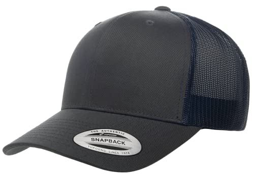 L2K Classics Plain Trucker Mesh Cap Baseball Cap - Mens Hats Trucker Hats for Men - color: Charcoal/Navy