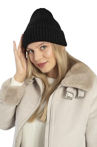 Seamless Beanie Cap, Acrylic Unisex Winter Beanie - color: Black