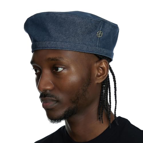 UNDERCONTROL Extra Large Oversized Painter Artist Beret Hat for XXL Big Head Hand Adjustable Denim Unisex XL Plus Size Korean - color: Denim Blue