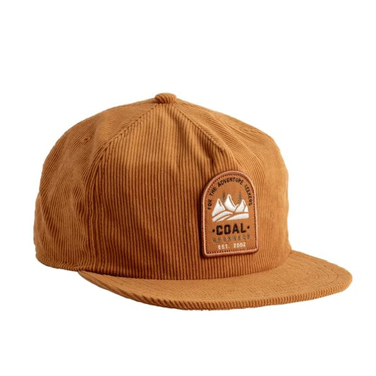 Coal Headwear Hilltop Corduroy 5 Panel Cap Hat - Soft Fine Wale Corduroy, Flat Brim, Adjustable - Outdoor Casual Everyday - color: Light Brown