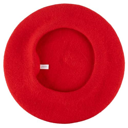 ZAKIRA Wool French Beret for Men & Women, Plain - color: Red