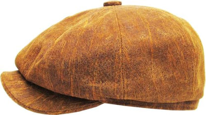KBETHOS Leather Ascot Made in USA Ivy Collection Classic Newsboy Caps - color: (B) Leather - Light Brown, size: Small-Medium