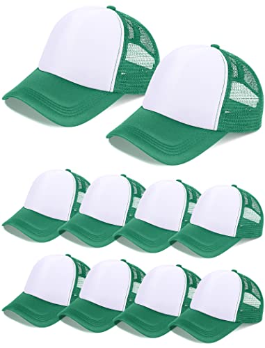 Tarpop 10 Pcs Sublimation Blank Trucker Hats Bulk - color: Green and White