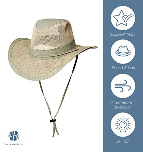 Dorfman Pacific Men's 1 Piece Suplex Pinch Front Safari Hat - color: Fossil, size: X-Large