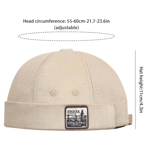 DIYDECAL Brimless Docker Cap,Skullcap Beanie, Retro Sailor Hat for Mens Womens - color: Beige