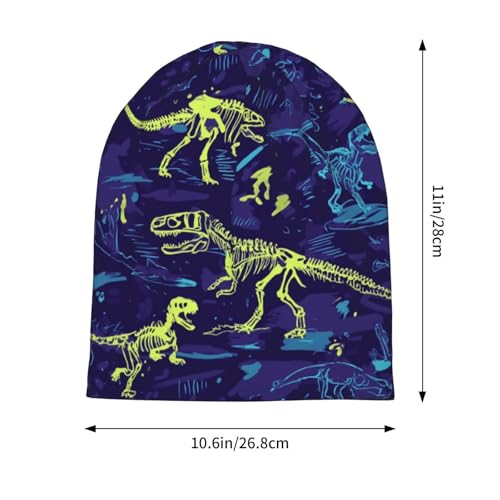 Slouchy Beanie Hat Skull Cap Chemo Headwear Baggy Hats for Men Women Running Cycling - color: Dinosaur