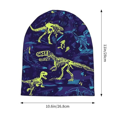 Slouchy Beanie Hat Skull Cap Chemo Headwear Baggy Hats for Men Women Running Cycling - color: Dinosaur