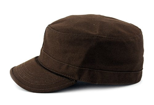 NYFASHION101 Fashionable Solid Color Unisex Fitted Army Military Cadet Cap - color: Brown, size: Medium