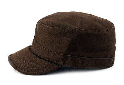 NYFASHION101 Fashionable Solid Color Unisex Fitted Army Military Cadet Cap - color: Brown, size: Medium