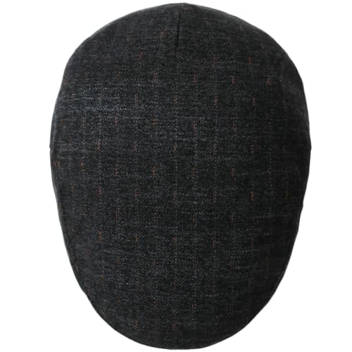 Men's Newsboy Cap with Earflaps Flat Ivy Caps Gatsby Golf Cabbie Hats - color: Dark Grey Spot