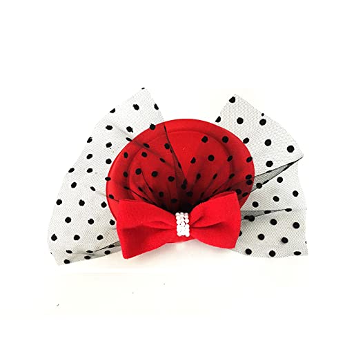 Vintage Bowknot Veil Hat Mini Top Hat Pill Box Hat Classic Wedding Party Hat with Clip for Ladies Women Red - color: Red