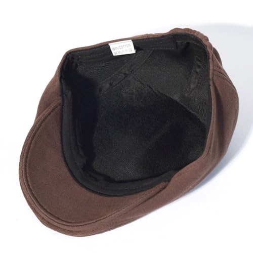 2 Pack Newsboy Cap for Men Women Flat Cap Beret Ivy Cabbie Hat - color: Black + Brown