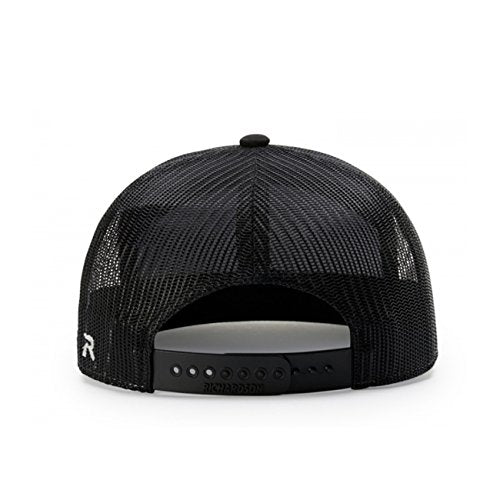 Seven-Panel Trucker Richardson Leather Patch Cap - color: Black/Green Camo/Loden, size: One Size