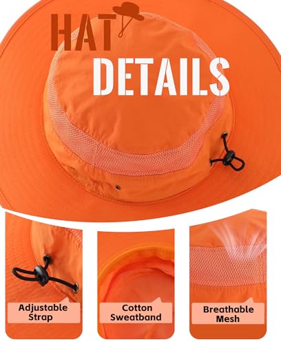 Home Prefer UPF 50+ Men's Sun Hat Wide Brim Bucket Hat UV Protection Hat for Mens Womens Beach Safari Gardening Golf Fishing - color: Orange